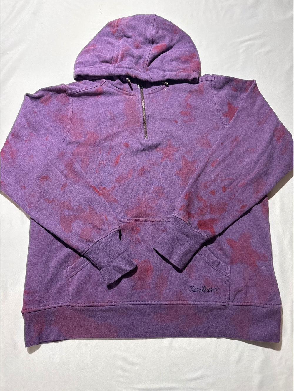 Carhartt XL Purple Tie-Dye Half-Zip Hoodie - Cozy Vibes Only